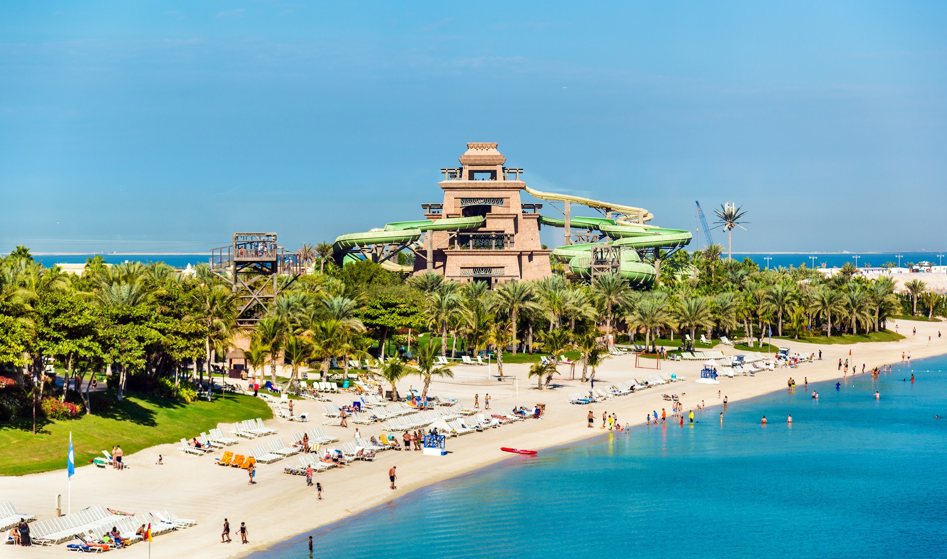 View of Aquaventure Waterpark on Palm Jumeira island, Dubai