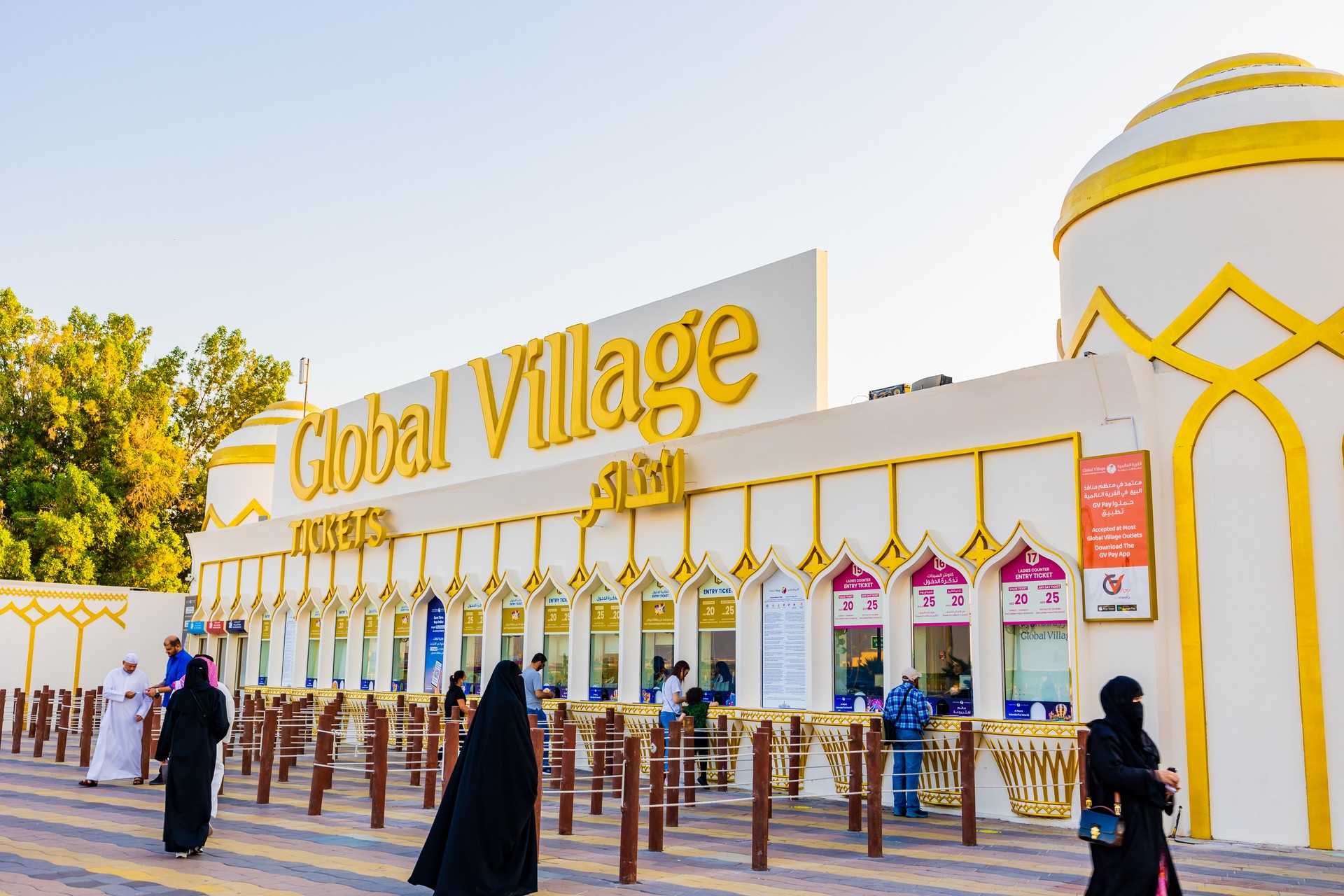 Global Village Dubai. People buying Tickets at the counter at Global Village in Dubai