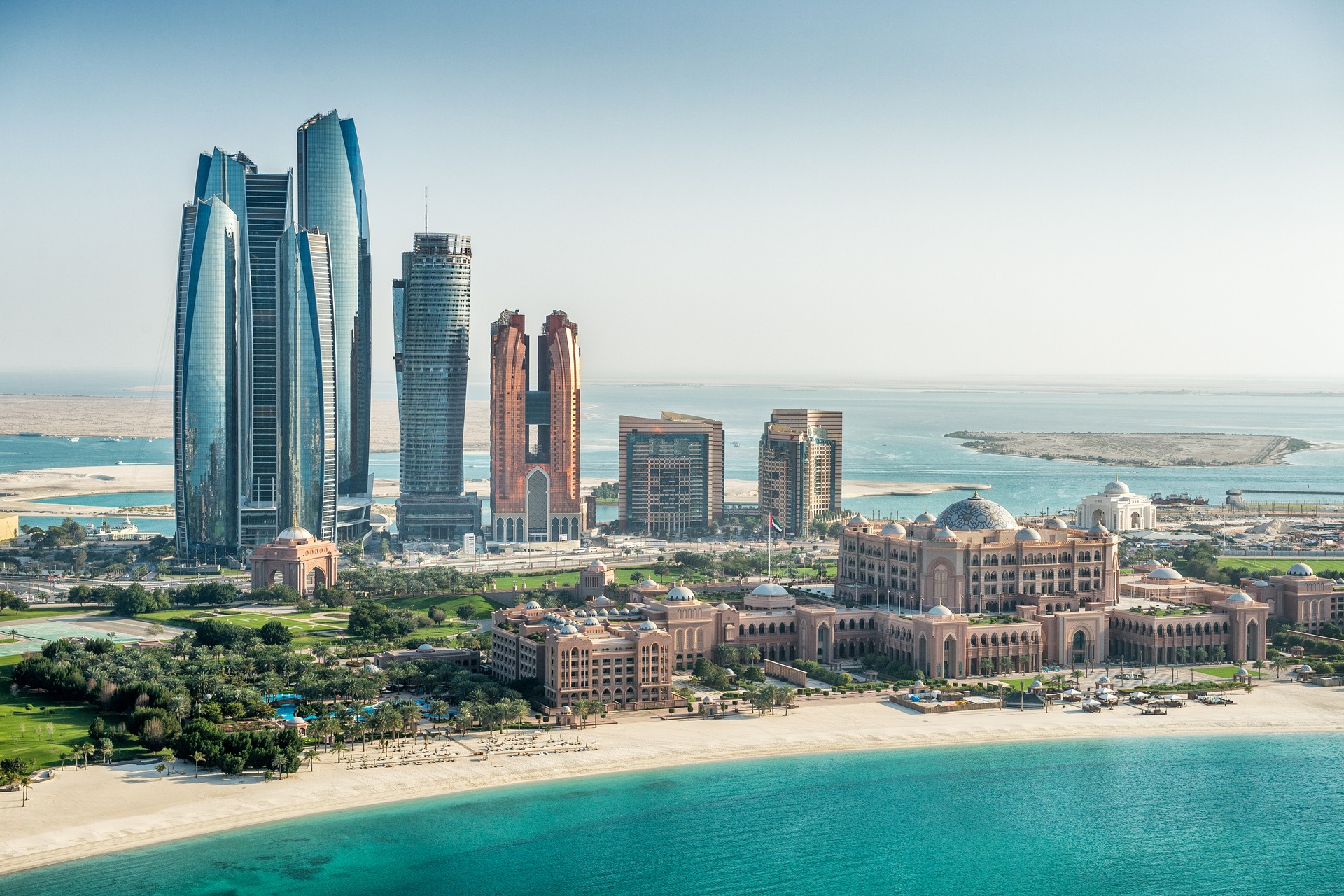 Sea and skyscrapers in Abu Dhabi